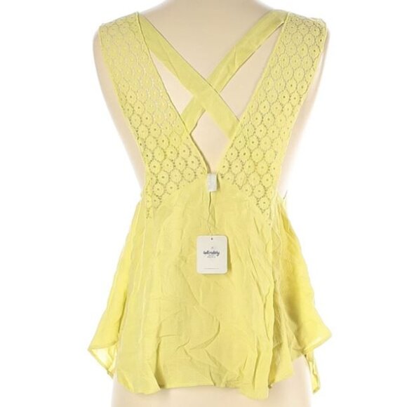 NEW Intimately Free Deep V-Neck Lace Yellow Top XS - Picture 2 of 11